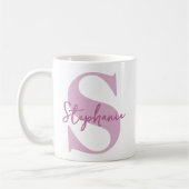 Mug Retraite | Monogramme Moderne Rose Initiale Collèg (Gauche)
