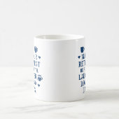 Mug Retraite Typographie Bleue Café Coeurs Lattes (Centre)