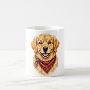 Mug Rétreiver doré heureux avec bandana rouge