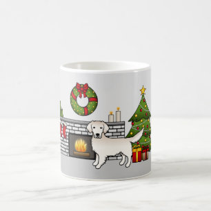 Mug Retriever Anglais Crème Or Dans Une Salle De Noël
