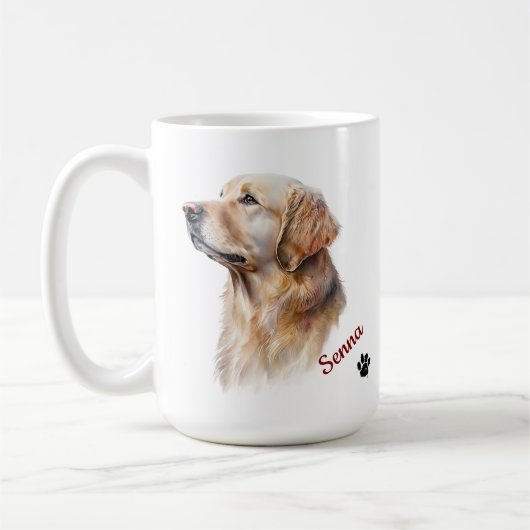 Mug Retriever doré personnalisé Nom de l'animal de com (Gauche)