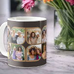 Mug Retro 12 Photo Pinwheel Fleur Pétale Brown<br><div class="desc">Chic tasse photo en deux tons brun avec collage photo rétro. Le modèle photo est configuré pour ajouter 12 de vos photos préférées, qui sont automatiquement affichées dans les formes pétales de fleurs. Si vous avez un problème avec le placement d'image, essayez de recadrer votre photo à un carré et...</div>