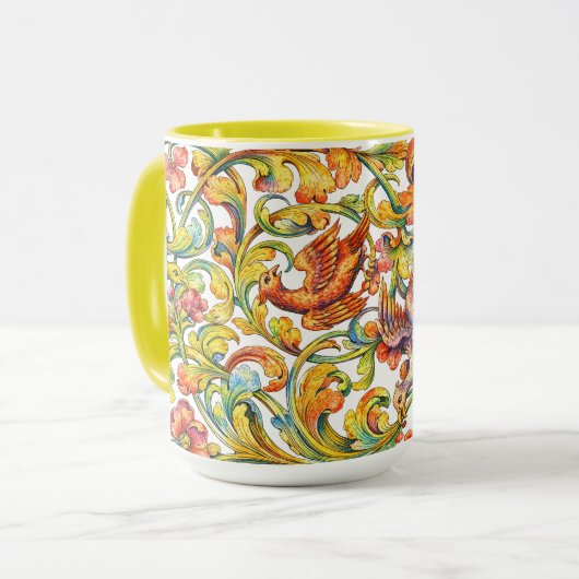 Mug Rétro 1696 Baroque Rococo Oiseaux Dans La Frise De (Devant gauche)