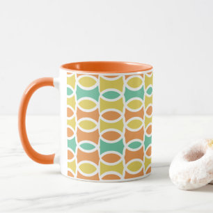 Mug Rétro 1960s Cercles Ovals Orange Or Turquoise