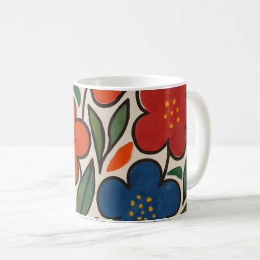 Mug Retro 1960s Style Floral Pattern (Devant droit)