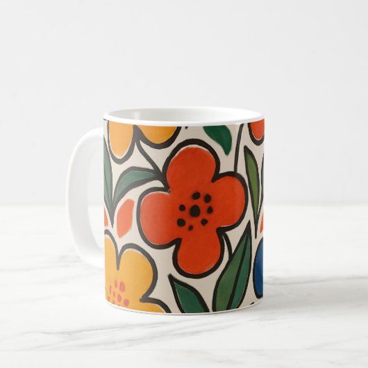 Mug Retro 1960s Style Floral Pattern (Devant gauche)