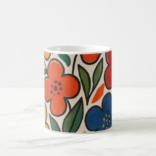 Mug Retro 1960s Style Floral Pattern (Centre)