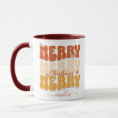Mug Retro 1960s Super Joyeux Noël Nom Boho (Gauche)