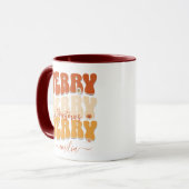Mug Retro 1960s Super Joyeux Noël Nom Boho (Devant gauche)