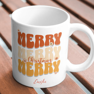 Mug Retro 1960s Super Joyeux Noël Nom Boho