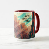Mug Retro 30s Zion National Park Groovy Sunset (Devant droit)