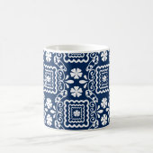 Mug rétro 60 blanc bleu motif floral (Centre)