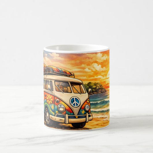 Mug Retro 60s Hippie Beach Bus Sunset | Surf Van Life (Centre)