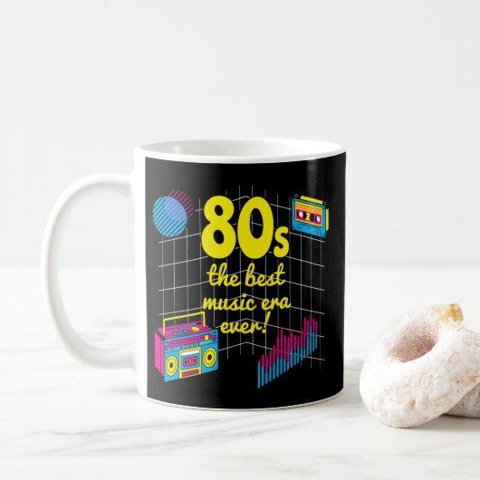 Mug Retro 80s : la meilleure époque musicale ! (Avec donut)