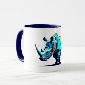 Mug Retro 8-Bit Arcade Rhinoceros Pixel Art Geek (Devant gauche)