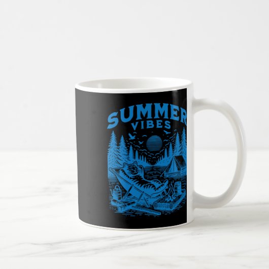 Mug Retro 90s Summer Vibes Cat Camping Funny Cat Meme (Droite)