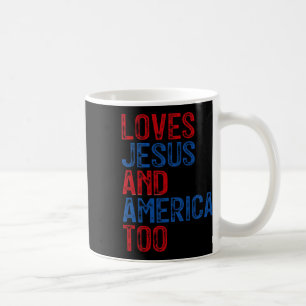 Mug Retro Aime Jésus Et Amérique Too God Christian 4t