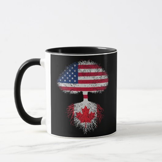 Mug Retro American Canadian Flag Tree Roots Canada (Gauche)