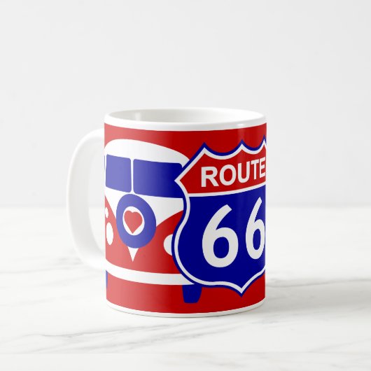 Mug Retro Amour et Paix Camper Van Life (Devant gauche)