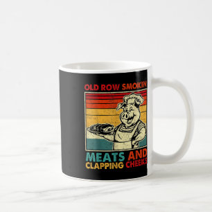 Mug Rétro Ancienne Rangée Fumant Des Viandes Et Claqua