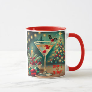 Mug Retro années 50 Cocktail Martini Noël Merry Bright