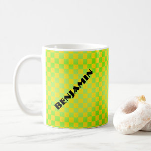 Mug Rétro années 90 Damier jaune citron vert citronné