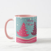 Mug Rétro arbre assez rose de Joyeux Noël, Girly (Gauche)