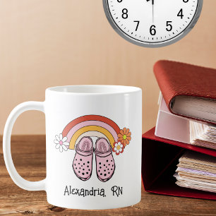 Mug Retro Arc-en-ciel et en caoutchouc Clogs Monogramm
