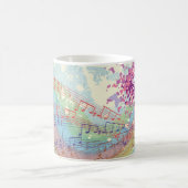 Mug Retro Arc en ciel et notes musicales sur une textu (Centre)
