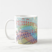 Mug Retro Arc en ciel et notes musicales sur une textu (Gauche)