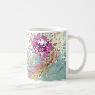 Mug Retro Arc en ciel et notes musicales sur une textu