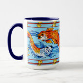 Mug Retro Art Nouveau Koi Fish Frieze Pattern (Gauche)