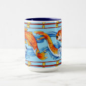 Mug Retro Art Nouveau Koi Fish Frieze Pattern (Centre)