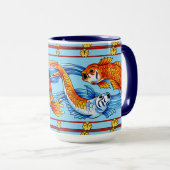 Mug Retro Art Nouveau Koi Fish Frieze Pattern (Devant droit)