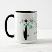 Mug Retro Atomique Cool Chat & Étoiles Grey Mid Centur (Gauche)