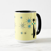 Mug Retro Atomique Cool Chat & Étoiles Mid Century (Devant droit)