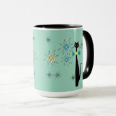 Mug Retro Atomique Cool Chat & Étoiles Mid Century (Devant droit)