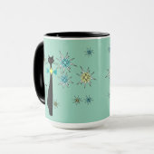Mug Retro Atomique Cool Chat & Étoiles Mid Century (Devant gauche)