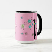 Mug Retro Atomique Cool Chat & Étoiles Mid Century (Devant droit)