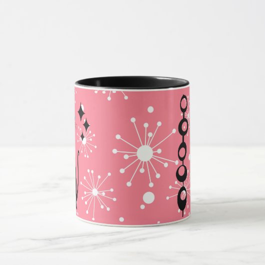 Mug Retro Atomique Moyen Siècle Moderne MCM Chat noir (Centre)