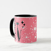 Mug Retro Atomique Moyen Siècle Moderne MCM Chat noir (Devant gauche)