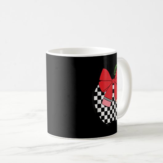 Mug Retro Back To School Teacher Race Checkered Pencil (Devant droit)
