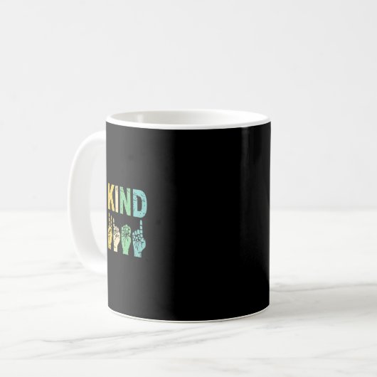Mug Retro Be Kind Main Sign ASL Sensibilisation sur l' (Devant gauche)