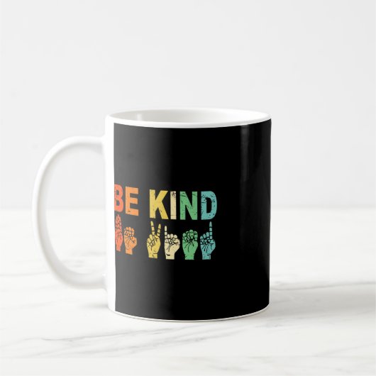 Mug Retro Be Kind Main Sign ASL Sensibilisation sur l' (Gauche)