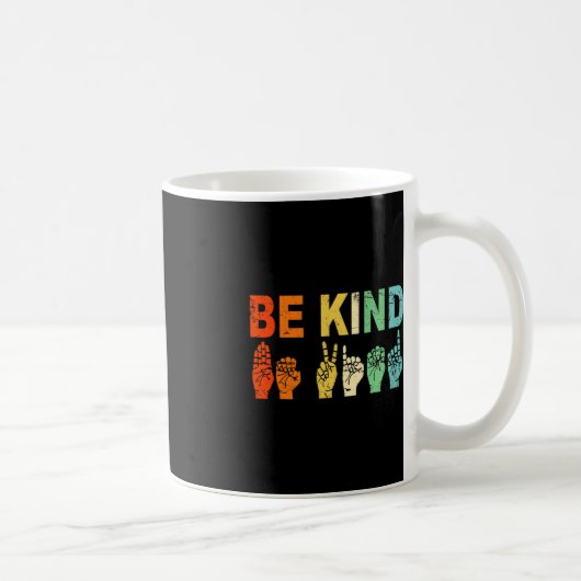 Mug Retro Be Kind Main Sign ASL Sensibilisation sur l' (Droite)