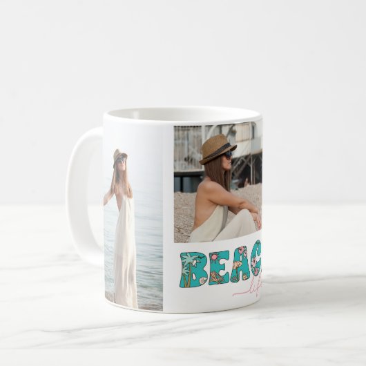 Mug Retro Beach Life Photo Collage (Devant gauche)