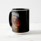 Mug Retro Bear With Cheese Grater Hat and Sunglasses (Devant gauche)