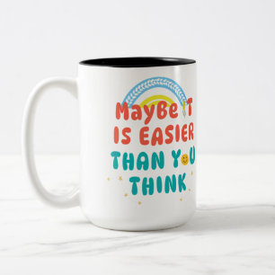 Mug Rétro Bicolore Citation Positive, 45 cl