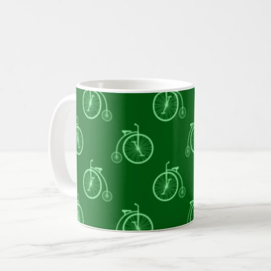 Mug Retro Bicycle Pattern in Green Tones  (Devant gauche)