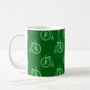 Mug Retro Bicycle Pattern in Green Tones 